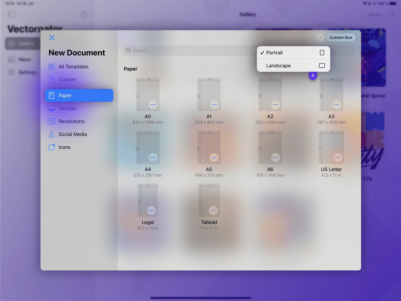 Custom Document Template Vectornator