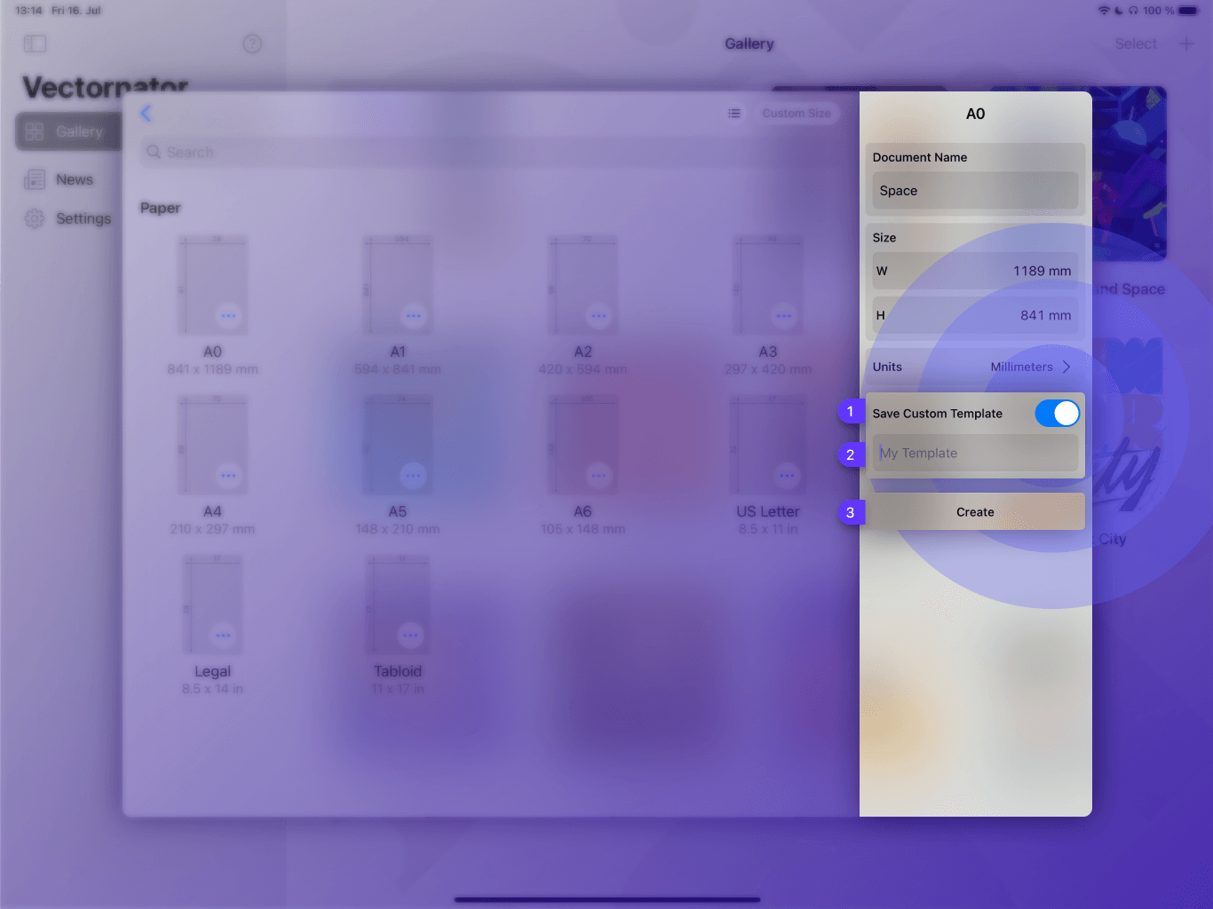 Custom Document Template Vectornator
