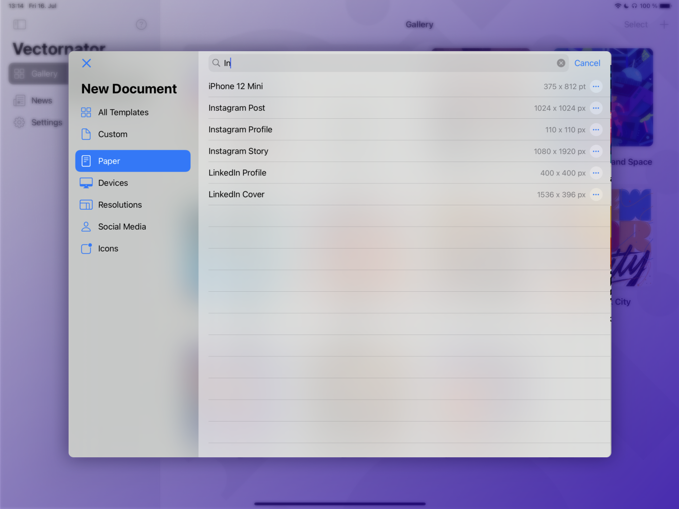 Search Vectornator Document Template