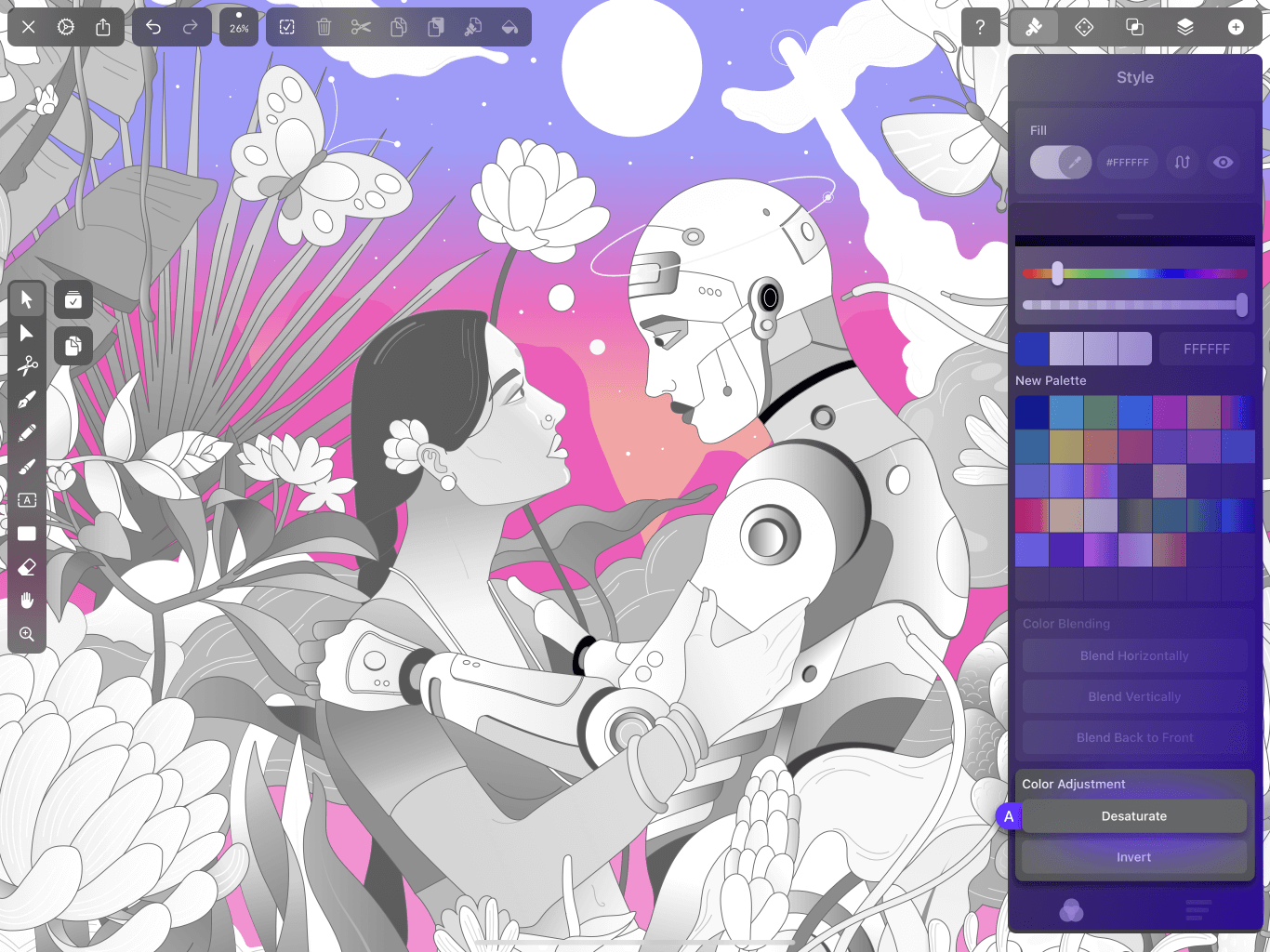 desaturate your artwork in Vectornator
