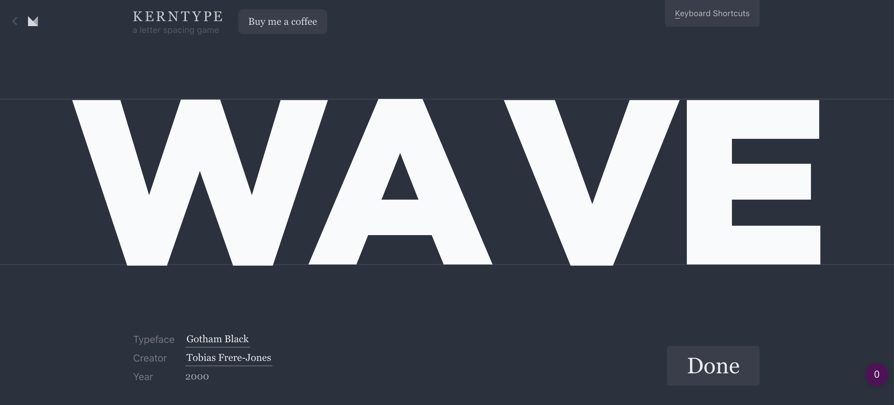Screenshot from front page of Kerntype