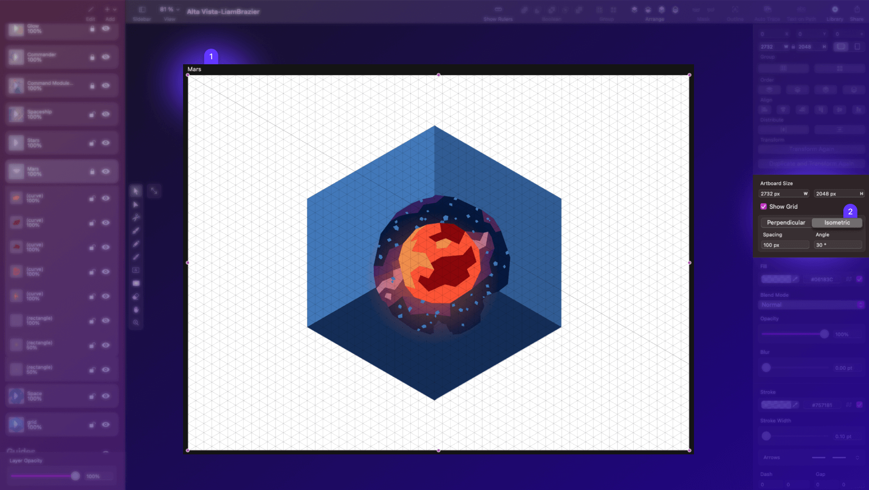 isometric grid Vectornator mac app