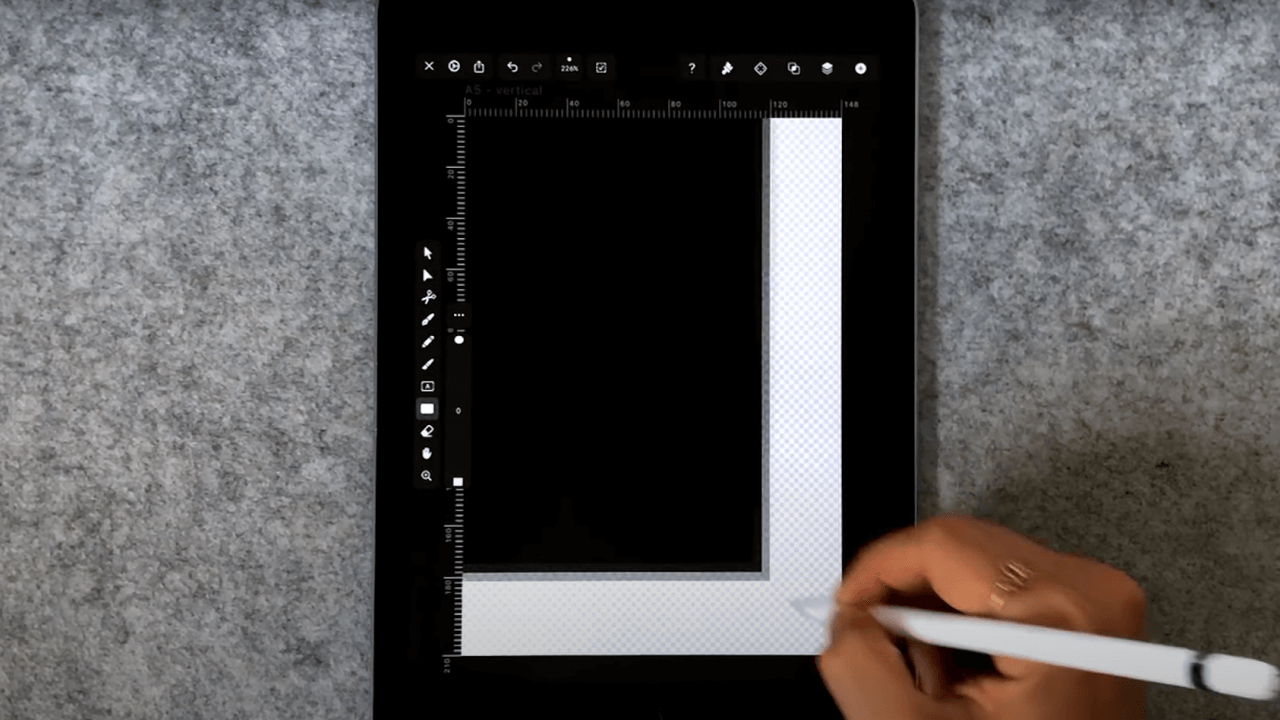 Sandra crating a rectangle with the shape tool to cover the canvas