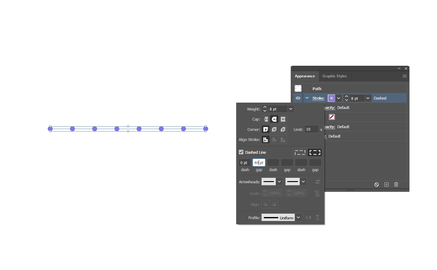 creating dotted line on illustrator
