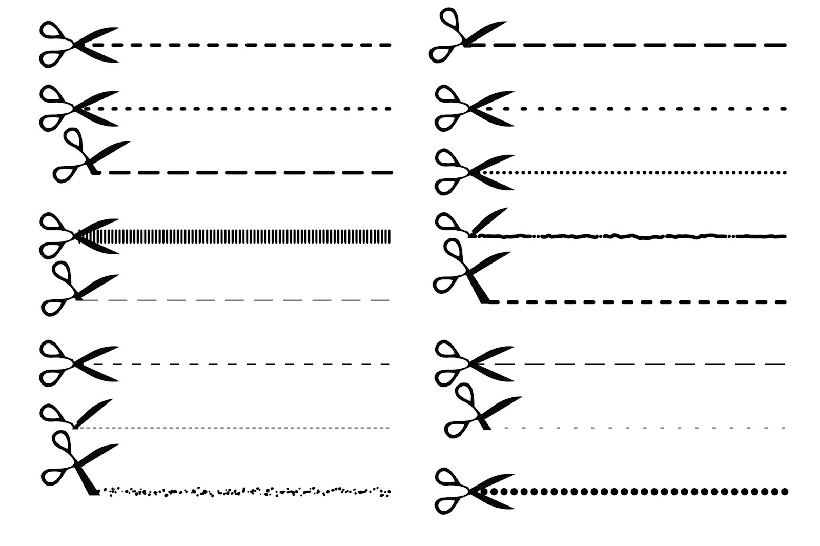 scissors cutting dashed and dotted lines on illustrator