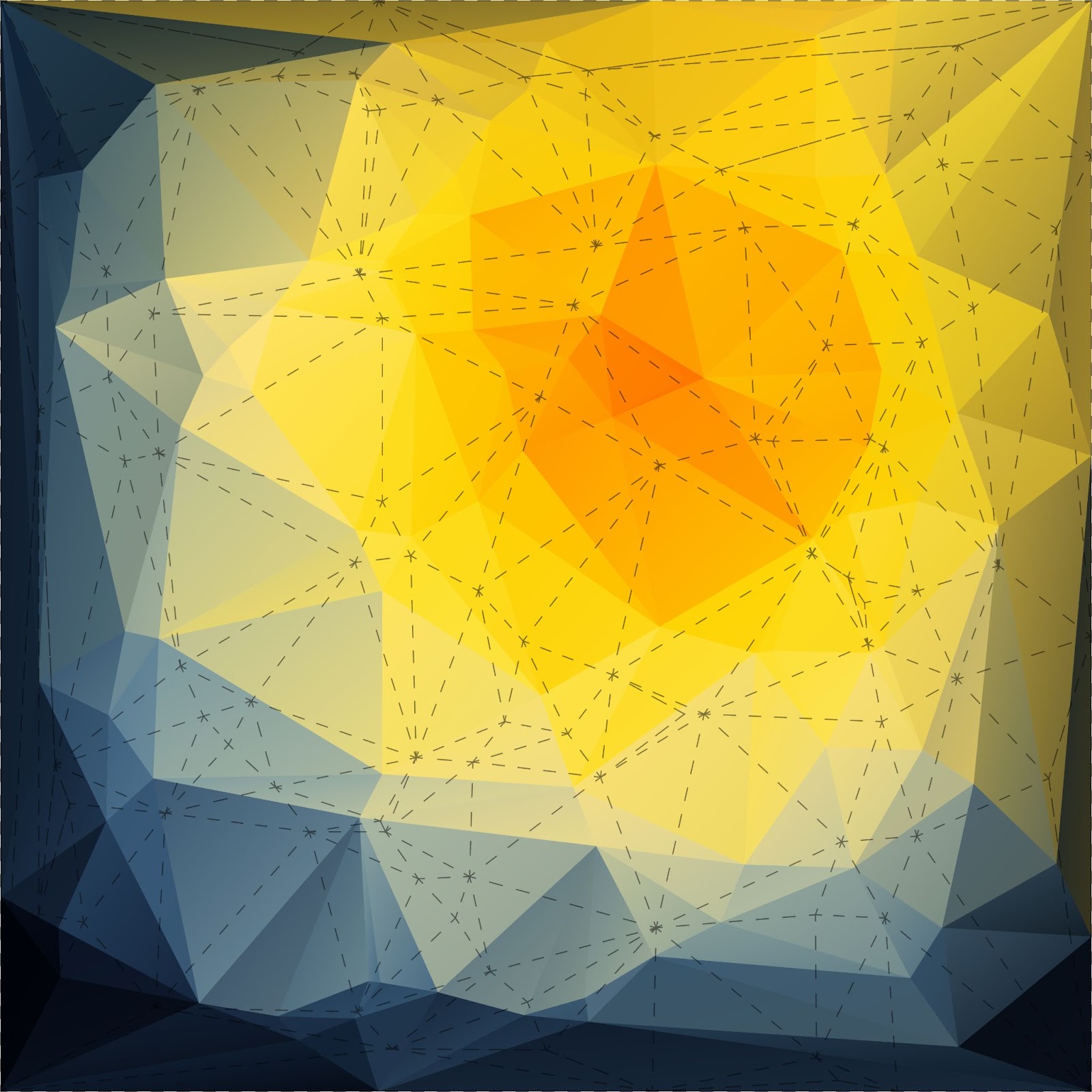 using dashed line to create texture and dimension on illustrator with yellow shapes