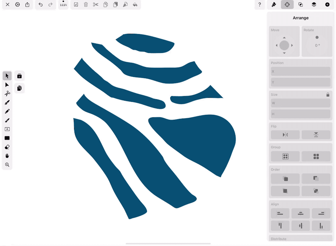 how to group objects in Vectornator iPad