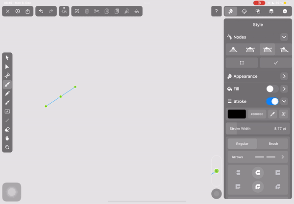 dotted line in Vectornator iPad