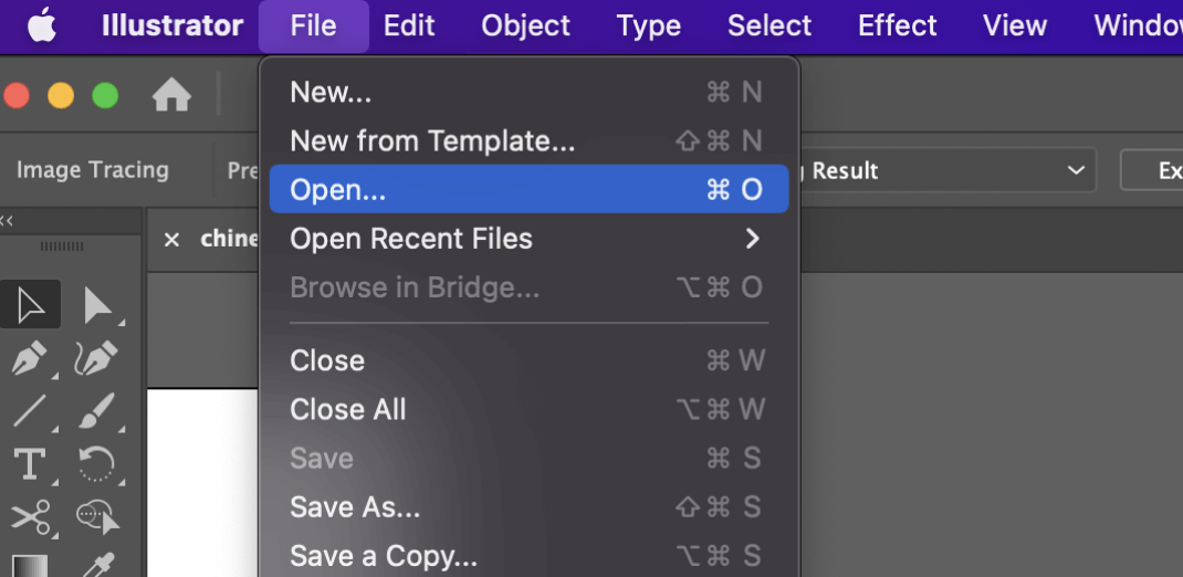 Open file on illustrator