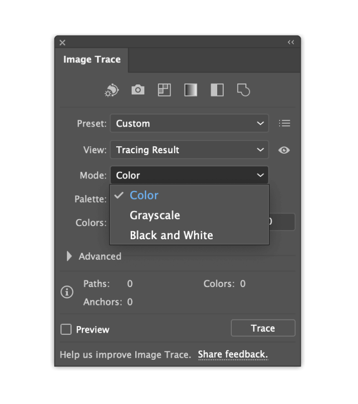image trace on illustro