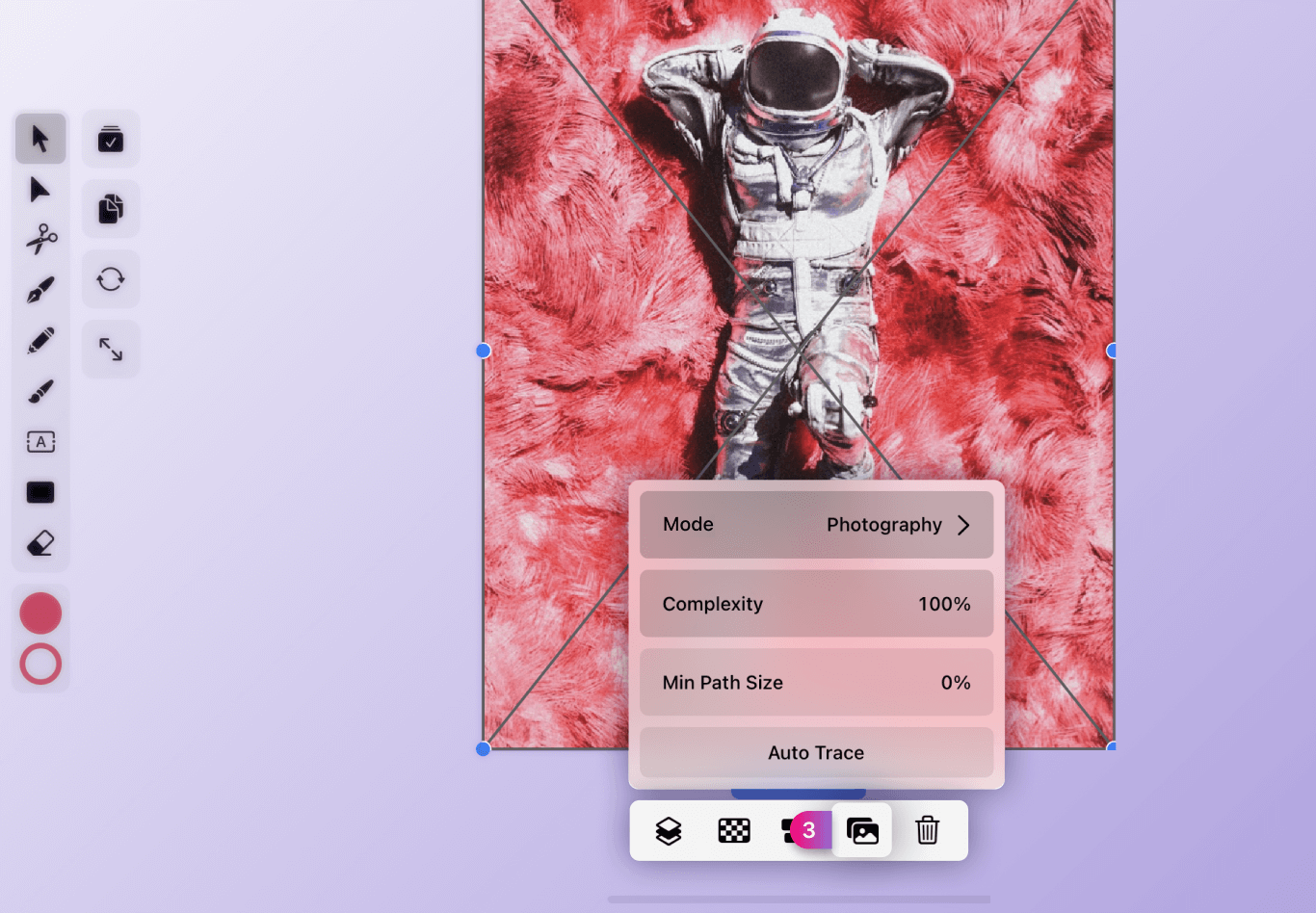 auto trace photography mode in vectornator