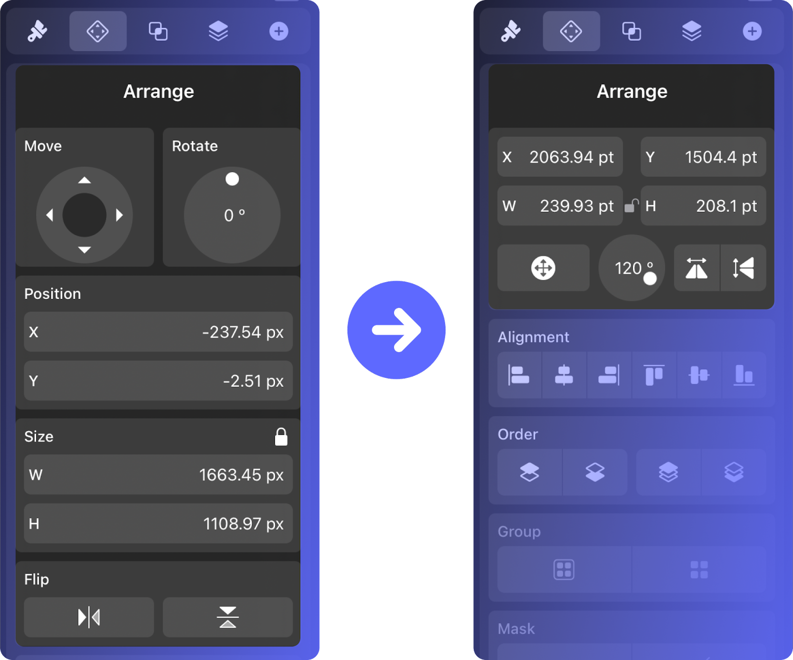 arrange tabs