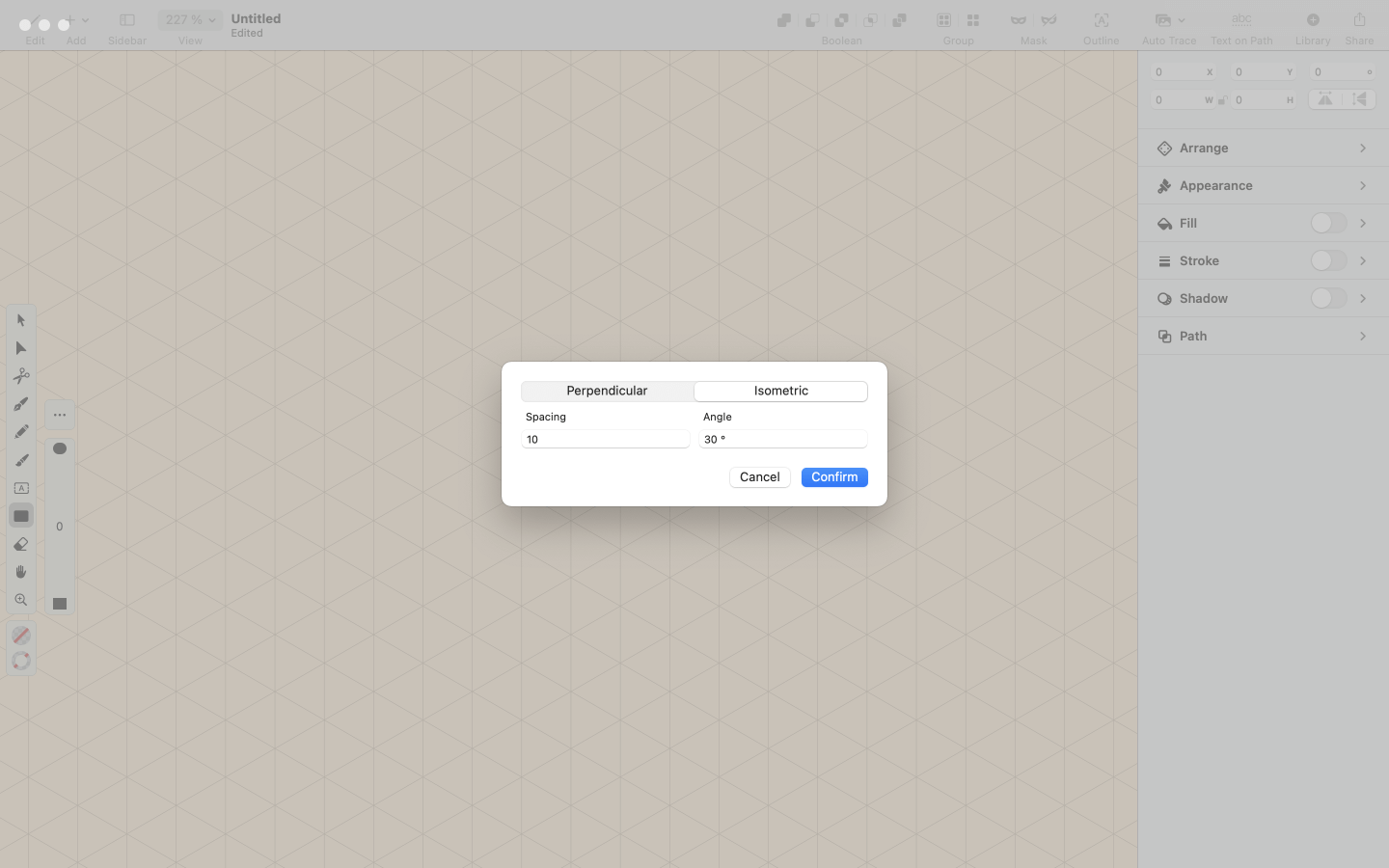 Setting the Isometric Grid on Mac in Vectornator