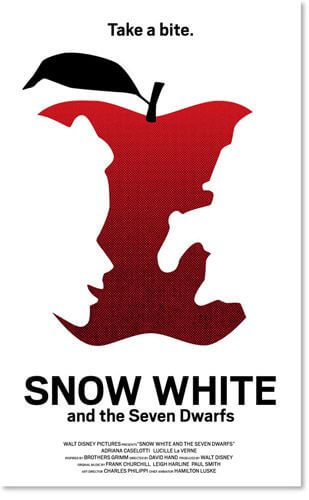 Red apple on a white background with a text body.