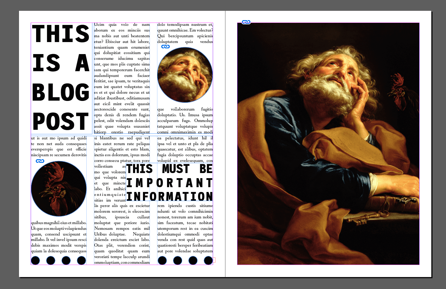 Text body with parts of an oil painting depicting an old wise man.