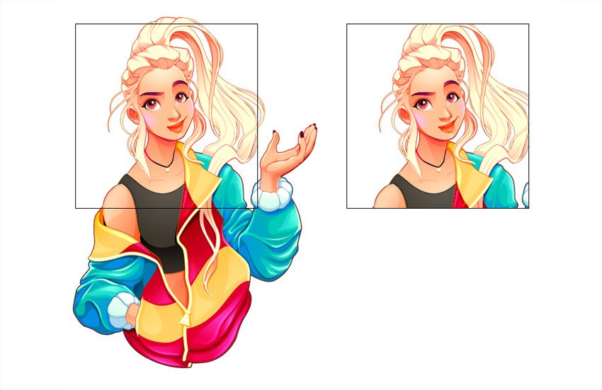 illustration of girl crop example