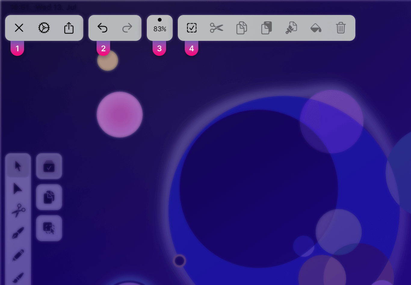 Widget area screenview of Vectornator software