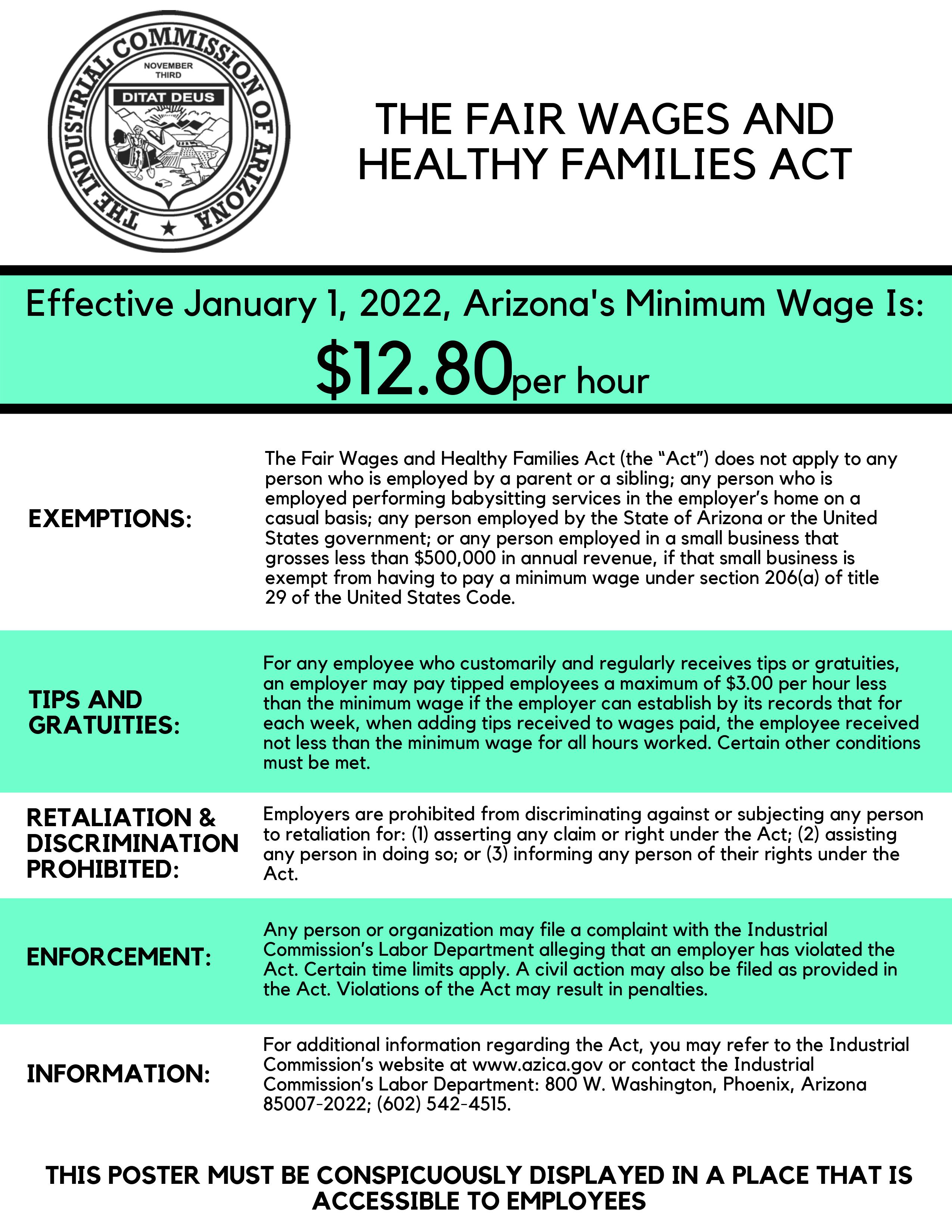 AZ 2022 min wage poster
