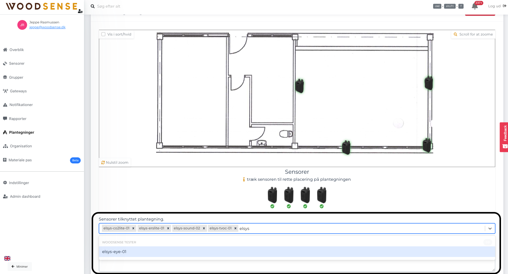 Position multiple sensors at once on floor plan