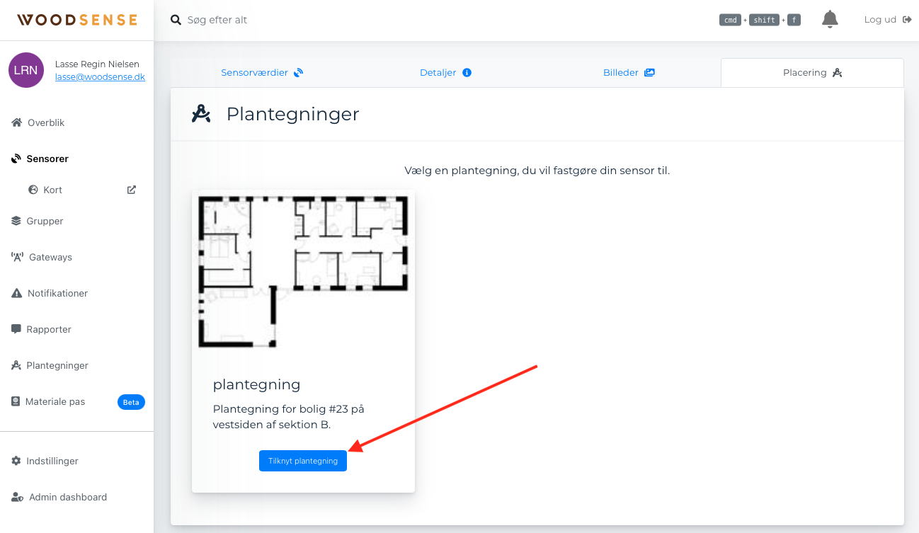 Attach sensor to floor plan