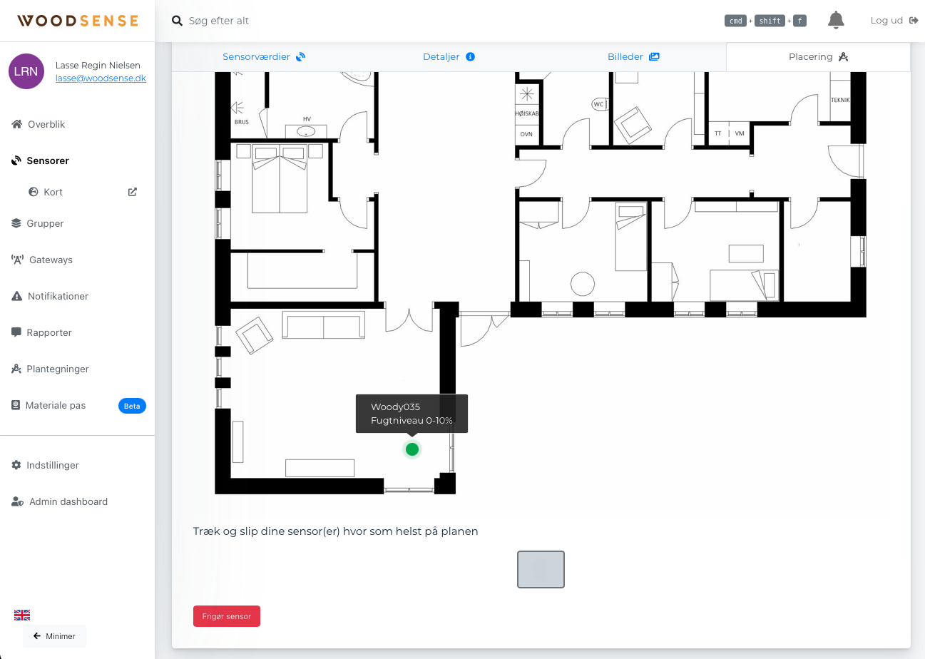 See sensor location on the given floor plan