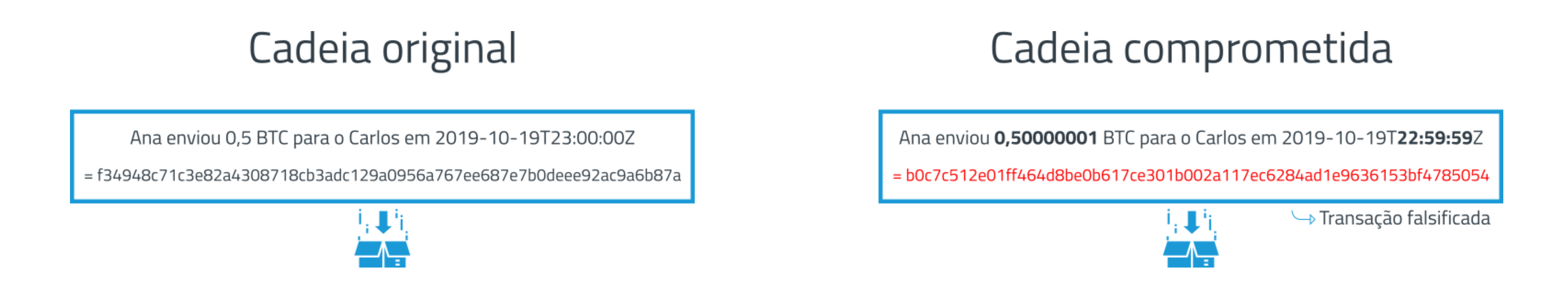 Exemplo de transação falsa de bitcoin