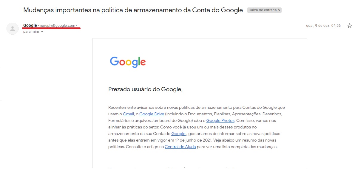 remetente de email confiável