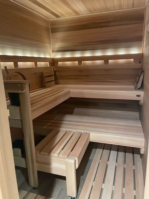 Home steam generator interior sauna
