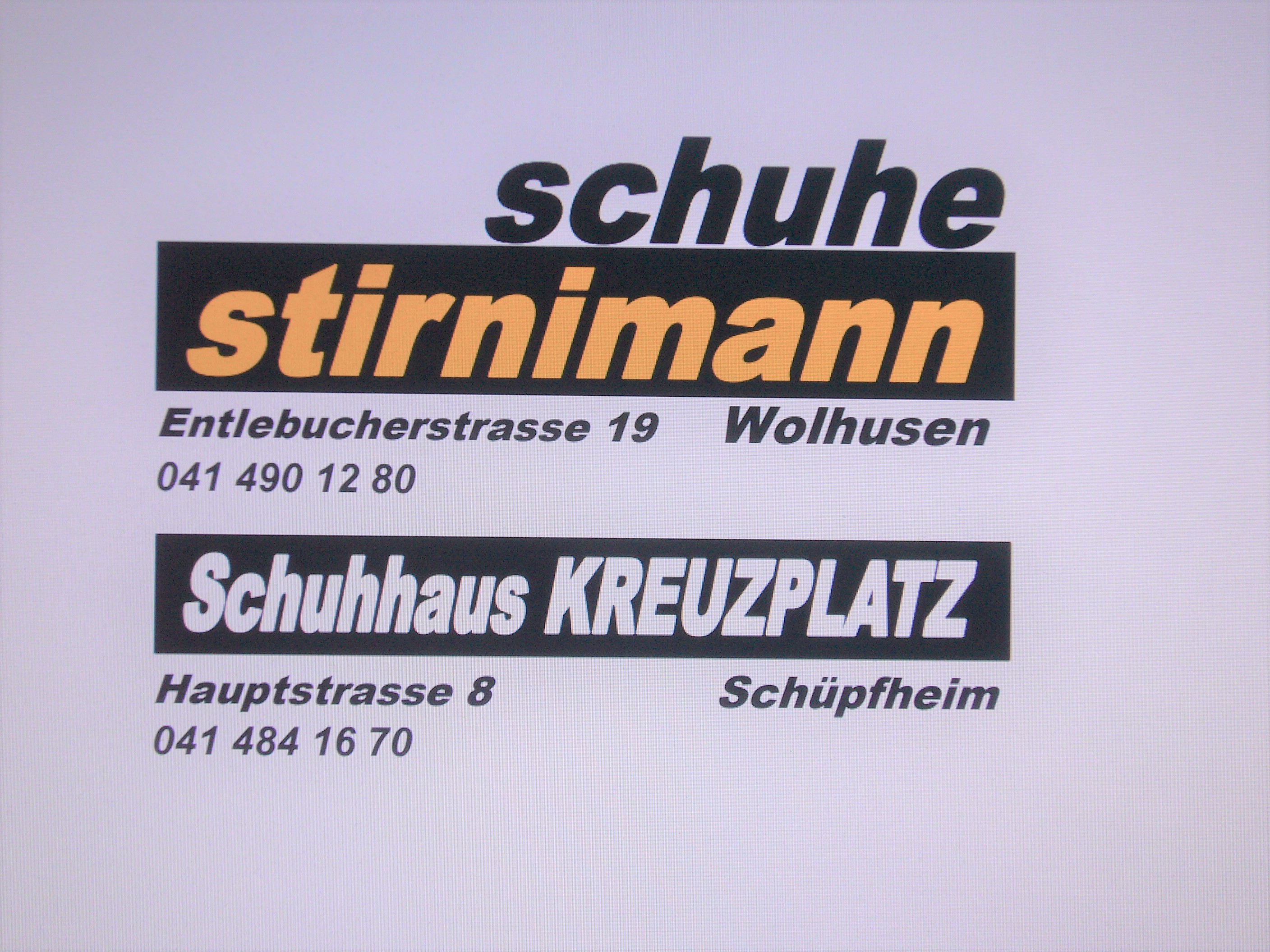 Stirnimann shoes Wolhusen et le magasin de chaussures Kreuzplatz Schüpfheim