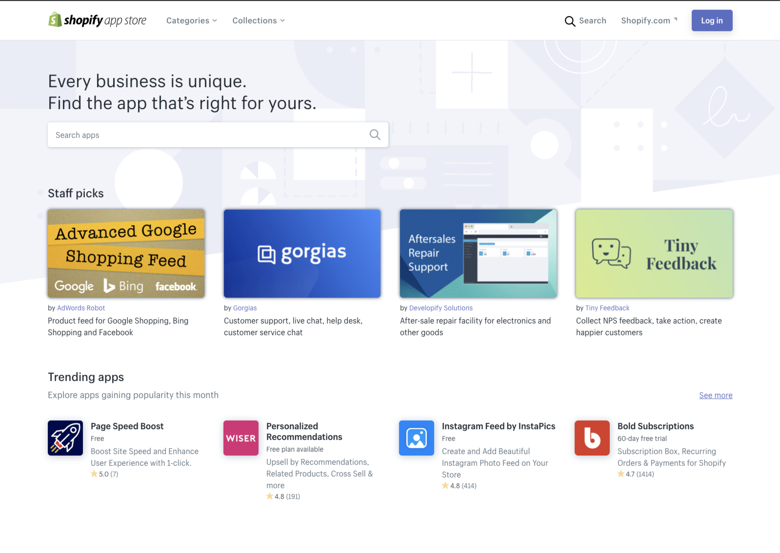 Shopify app store