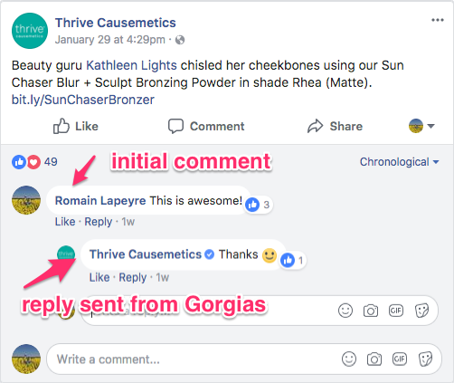 Facebook comments and Instagram comments