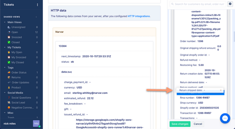 Take care of your shoppers with Gorgias & Narvar