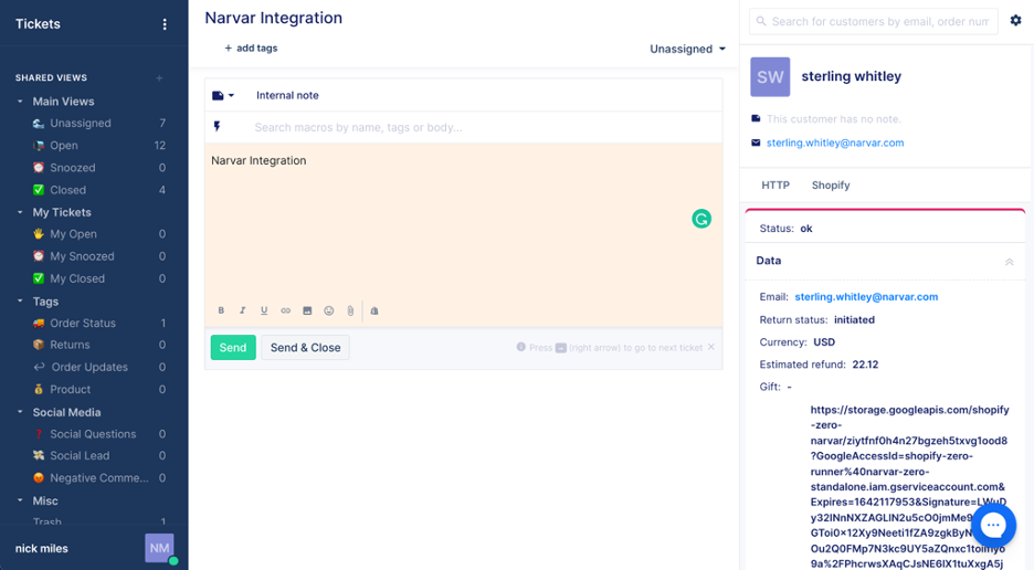 Take care of your shoppers with Gorgias & Narvar