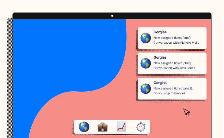 Browser notifications an agent would get using Gorgias