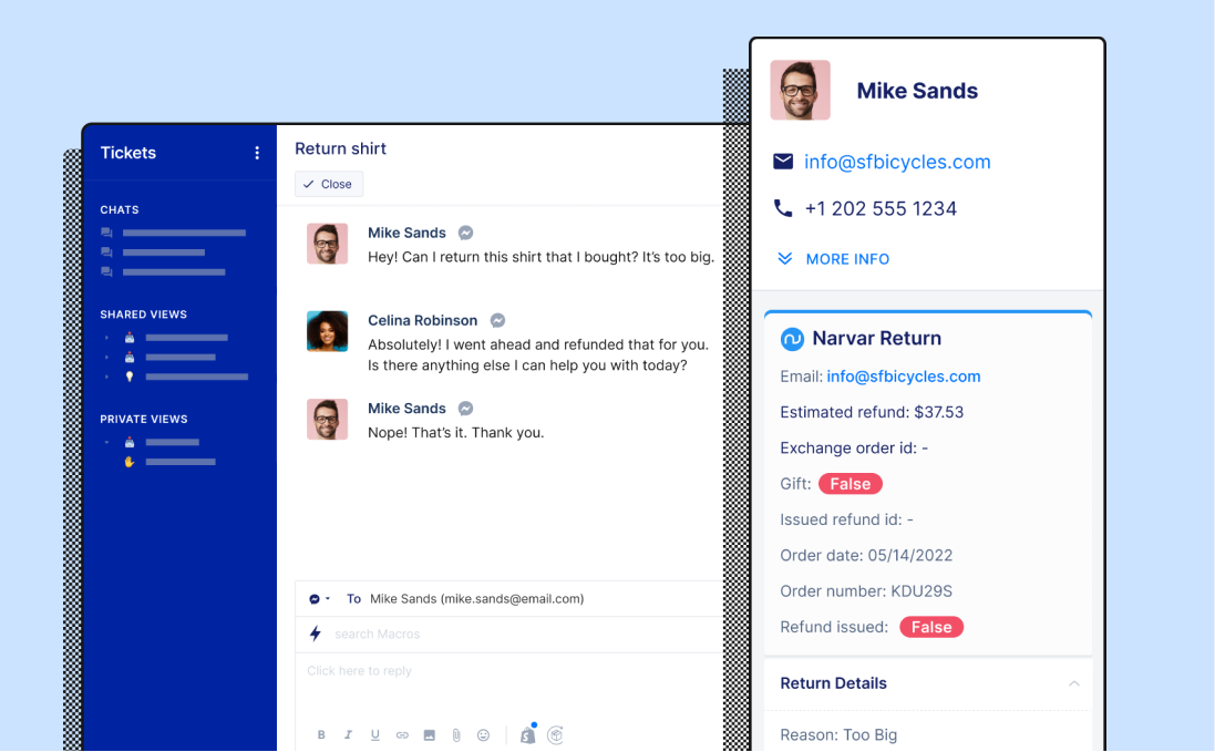 Screenshot of Okendo integration with Gorgias