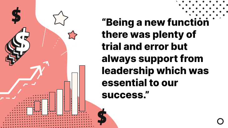 "Being a new function there was plenty of trail and error but always support from leadership which was essential to our success."