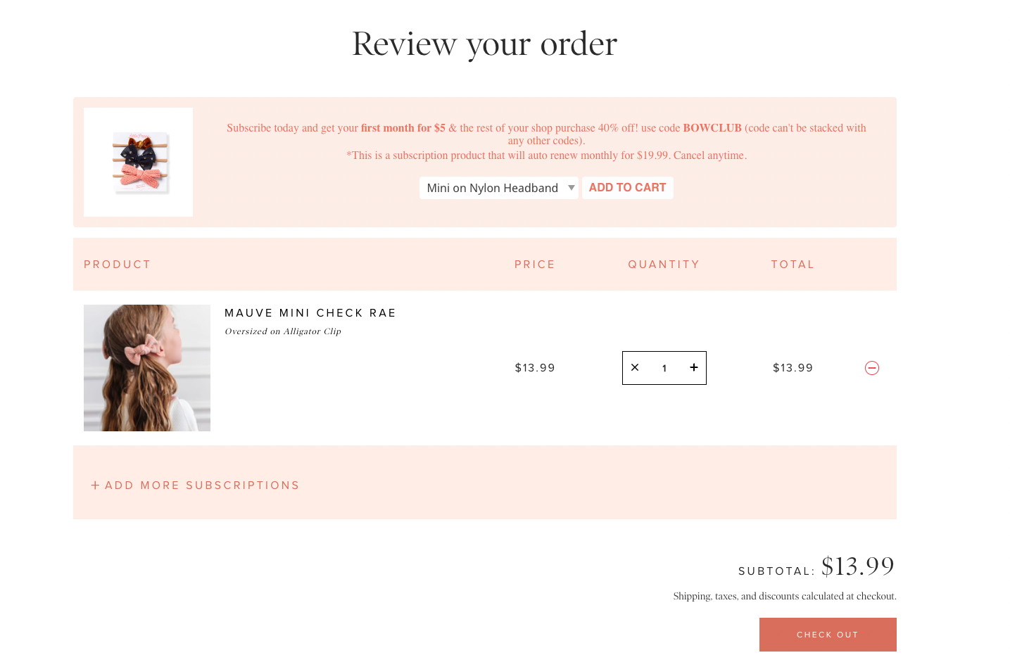 Little Poppy Co. offers a subscribe and save option at checkout.