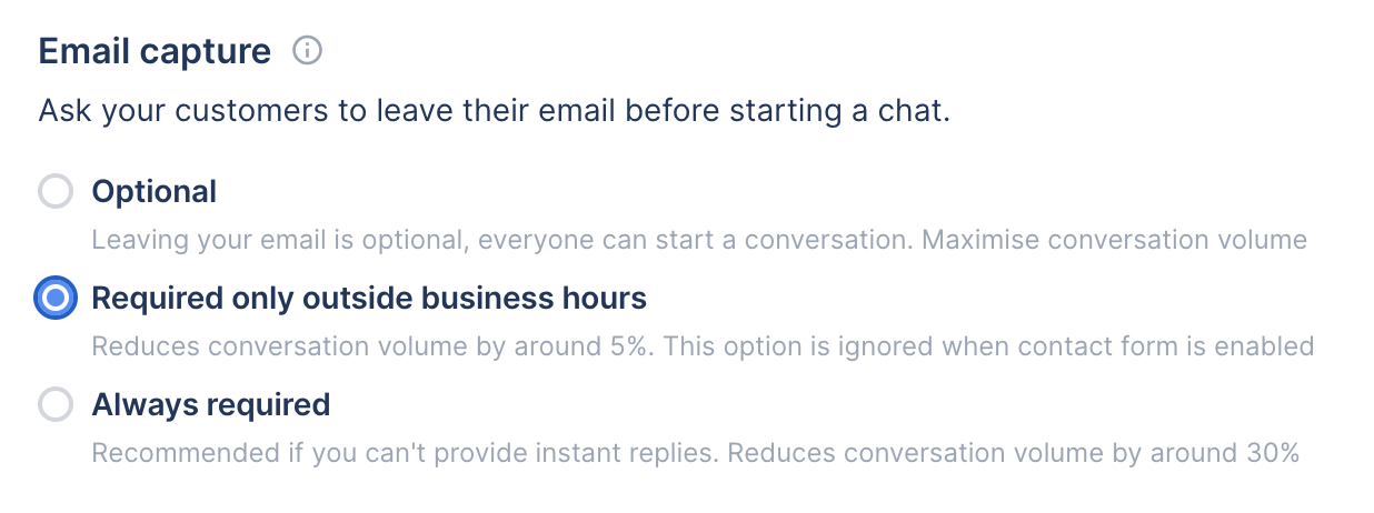 Control when contact form shows up in your live chat widget.