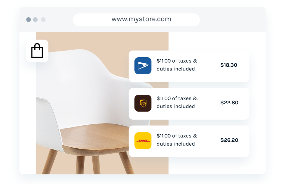 EasyShip's helpful interface for customers.