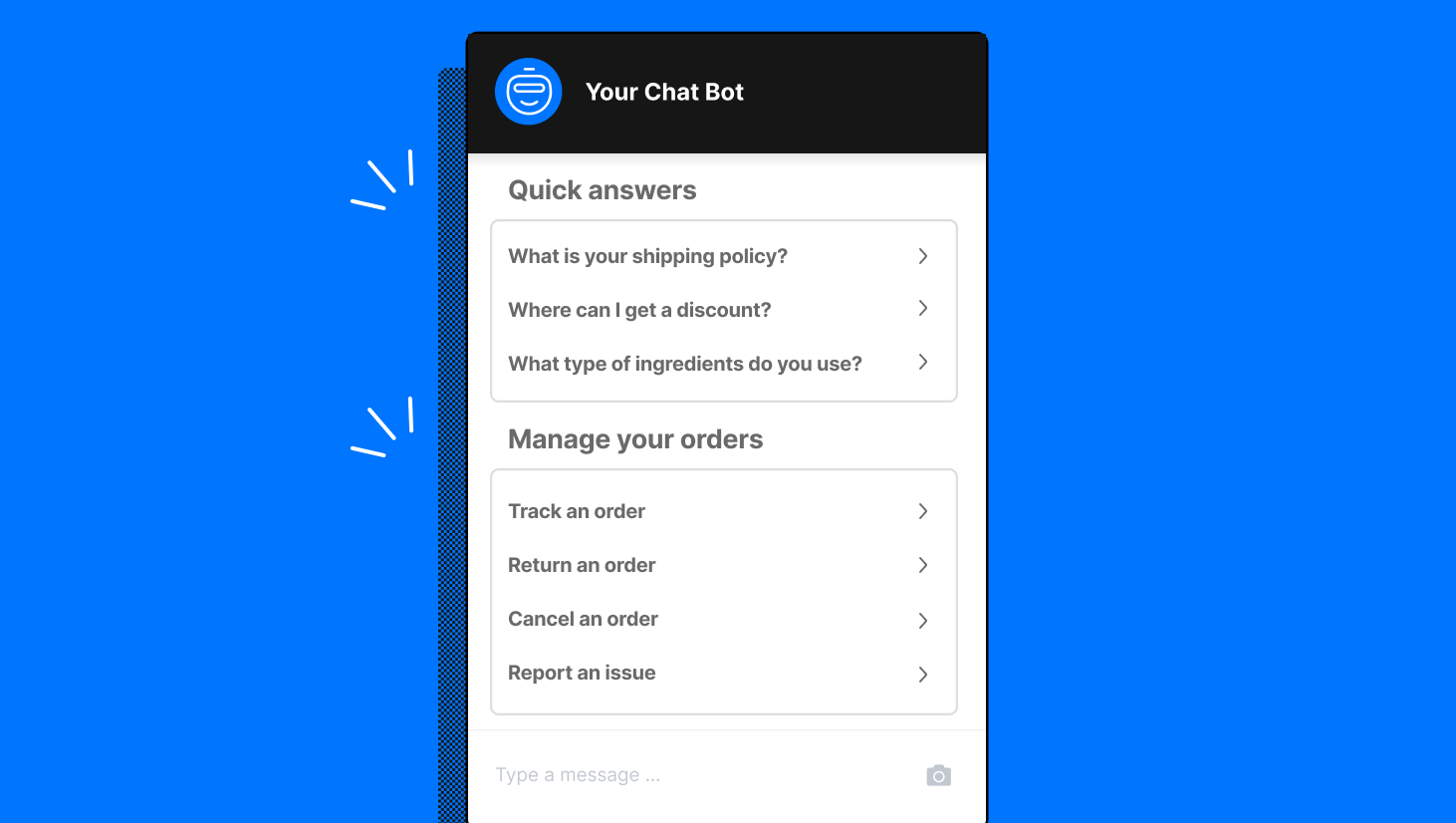 Provide self-service menus in your live chat widget.