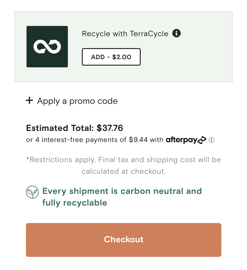 Let customers know about additional charges for carbon-neutral shipping.