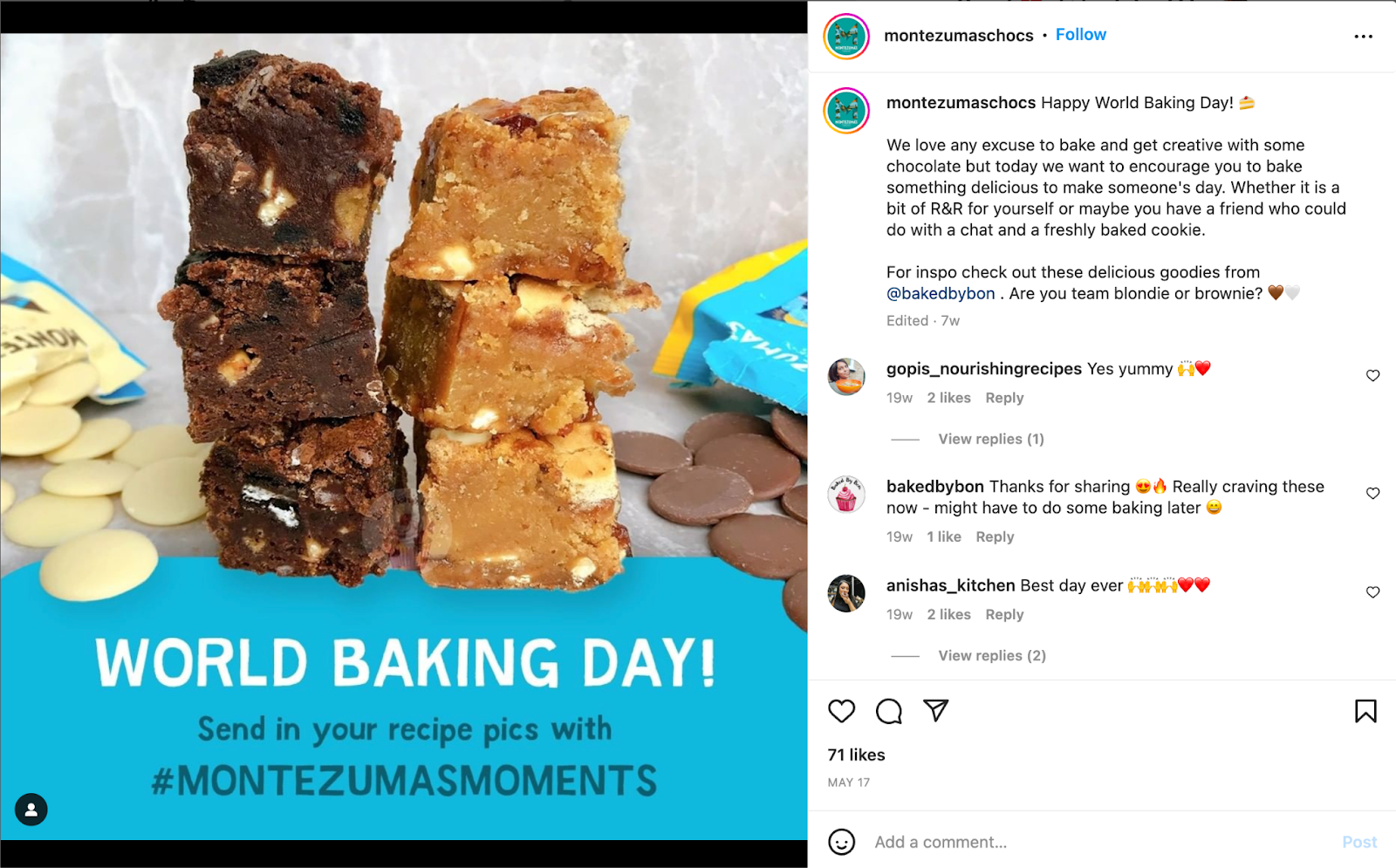 An interactive and engaging Instagram post from Montezuma's.