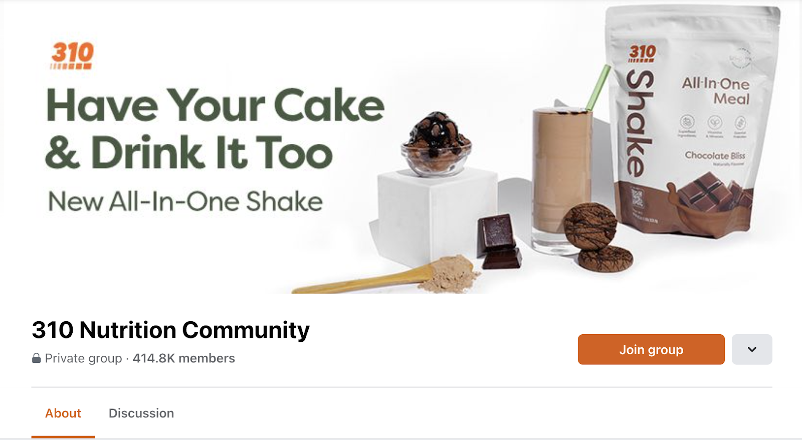 310 Nutrition's Facebook group, an excellent example of an ecommerce community for customers.