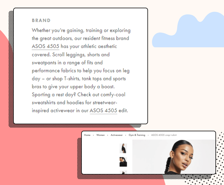 ASOS has great, descriptive product descriptions to help with search and product discovery.