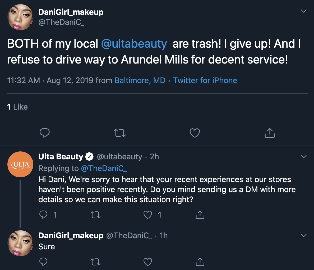 A social media interaction with an angry customer. Handled with reflection.