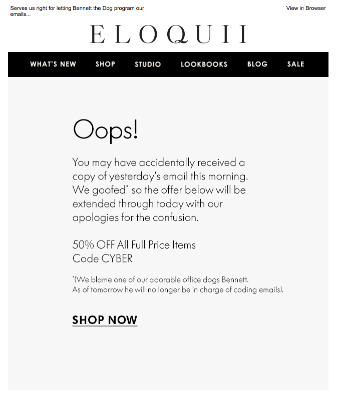 Customer apology email example.