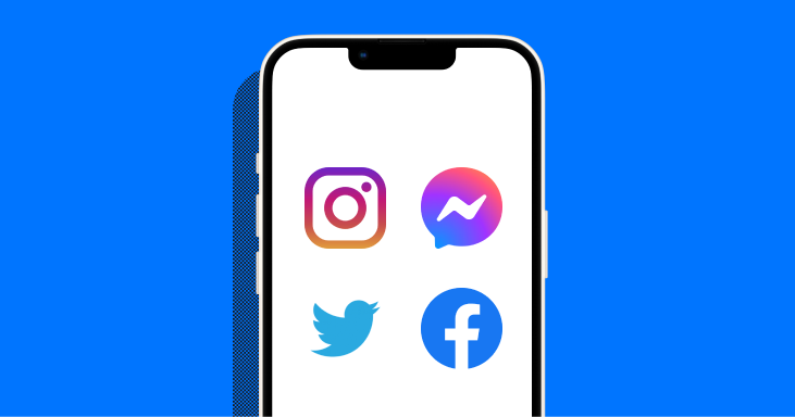 Social media platforms: Instagram, Facebook Messenger, Twitter, and Facebook.