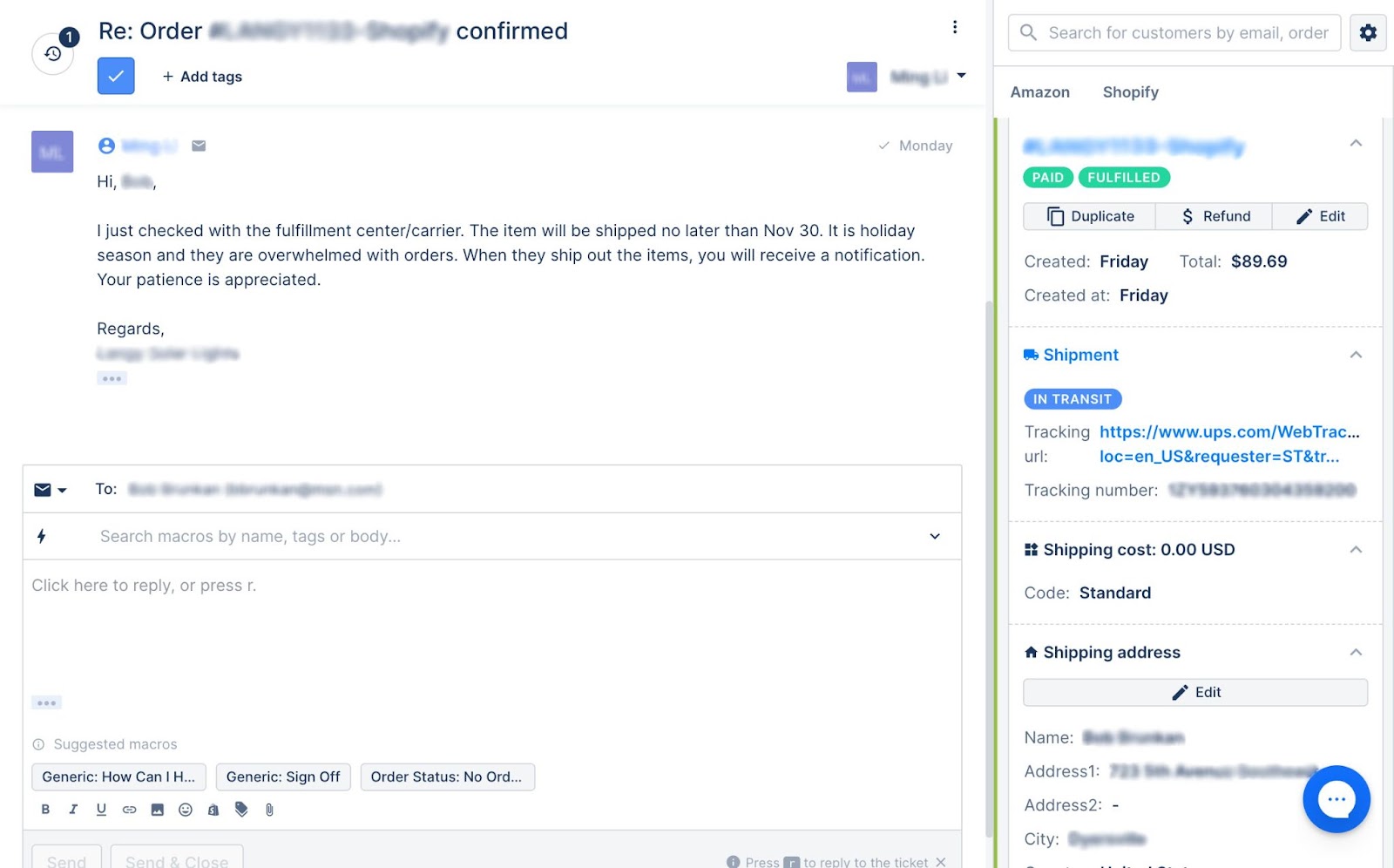 Integrate your helpdesk with Shopify to maximize customer information.