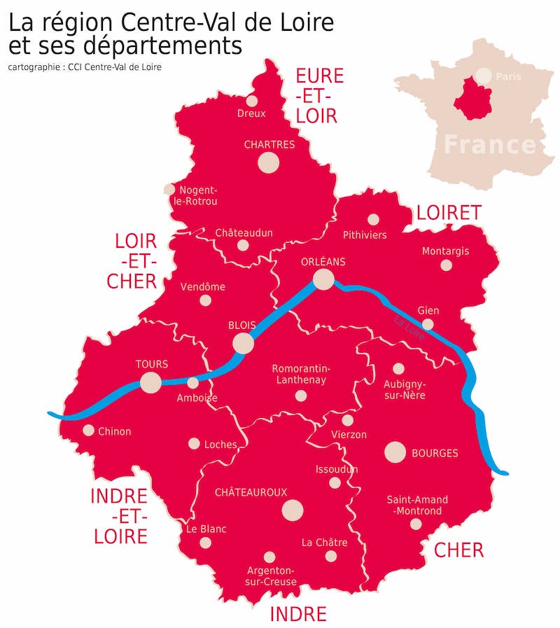 Carte des espaces de coworking en Région Centre