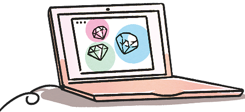 Laptop with colorful diamonds on the screen